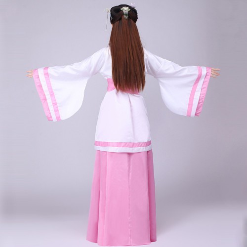 Women's chinese folk classical dance dresses pink colored fairy princess drama stage performance cosplay costumes Japanese kimono